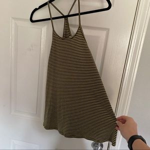 green & white striped tank top sz medium